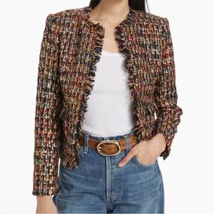 L'Agence Angelina Metallic Tweed Open Jacket NWT